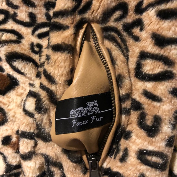 Faux fur leopard jacket beautiful size xl /14 - Picture 7 of 7